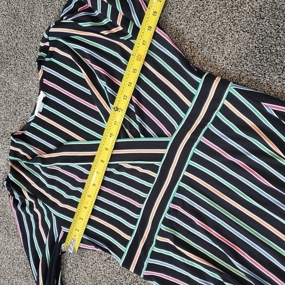 NWT Calvin Klein Striped V Neck Fit Flare Maxi long dress - Picture 7 of 11